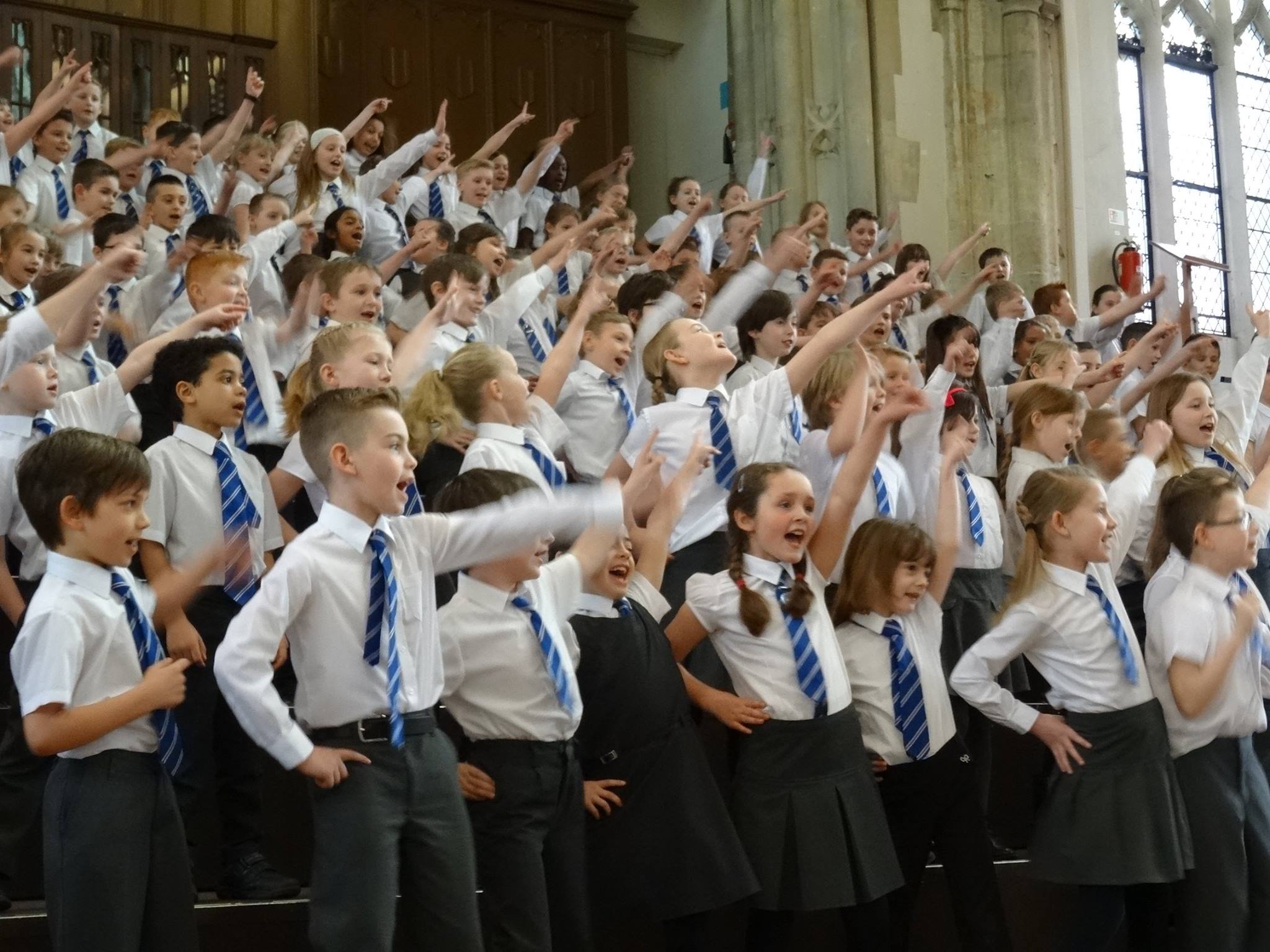 School singing together